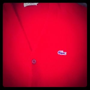 1960's Izod Lacoste Bright Red Cardigan Sweater